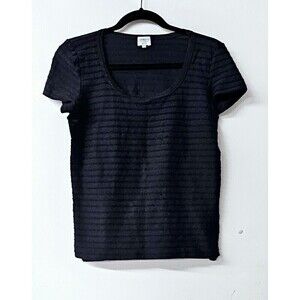 ARMANI Collezioni Blue Scoop Neck Tee Top Womens Shirt Blouse Italy (12) $360